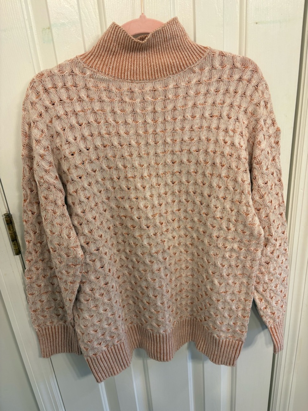 Knox Rose Peach Textured Mock Neck Sweater